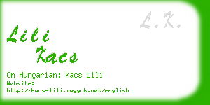 lili kacs business card